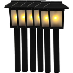6x Tuinfakkel / tuinverlichting prikker op zonne-energie / tuinverlichting met vlameffect 48,5 cm - Prikspotjes