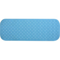 MSV Douche/bad anti-slip mat badkamer - rubber - lichtblauw - 36 x 97 cm - Badmatjes