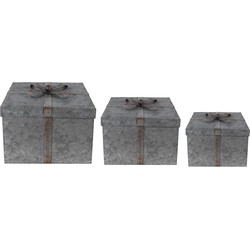 Clayre & Eef Opbergdoos  24x24x18 cm Grijs Metaal Vierkant Opbergbox