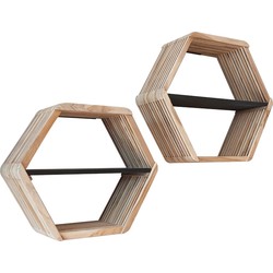 AnLi Style Wandschap set/2 hexagon Teakhout verweerd