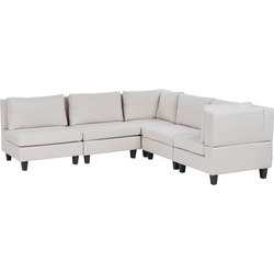 UNSTAD - 5-zitsbank modulair - Lichtbeige - Linkszijdig -  Polyester