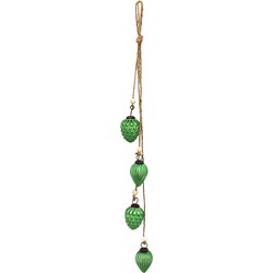 Clayre & Eef Kerstbal Set van 4  Ø 5 cm / 70 cm Groen Glas Decoratie hanger