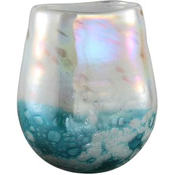 PTMD Mersh Ovale Vaas - 21 x 16 x 23,5 cm - Glas - Blauw