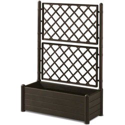 Rechthoekige bloembak met rooster - Houten afwerking - 100 x 43 x H 142 cm - 80 L - Moka