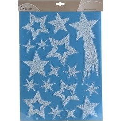 Kerst decoratie stickers glitter sterren 30 x 40 cm - Feeststickers