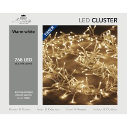 Clusterverlichting met timer 768 lampjes warm wit 4,5 m - Kerstverlichting kerstboom