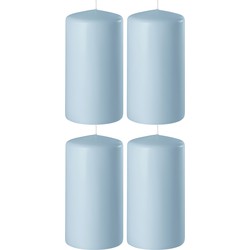 4x Kaarsen lichtblauw 6 x 12 cm 45 branduren sfeerkaarsen - Stompkaarsen