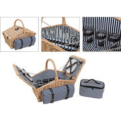 Picknickmand voor 4 personen van wilgentenen, 26-delig, B48 x D32 x H40 cm