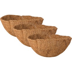 3x stuks voorgevormde inlegvellen kokos voor hanging basket 25 cm - kokosinleggers - Plantenbakken