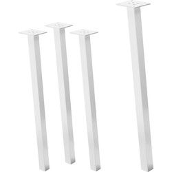 Set van 4 tafelpoten schuin 72 cm wit glanzend gemaakt van gepoedercoat staal hoekprofiel 4x4 cm I-vorm 96° helling ML ontwerp