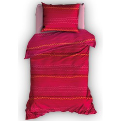 Duimelot Dekbedovertrek Zigzag Rood-120 x 150 cm