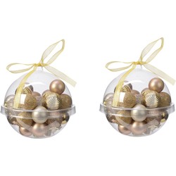 60x stuks kleine kunststof kerstballen bruin/goud/champagne 3 cm - Kerstbal