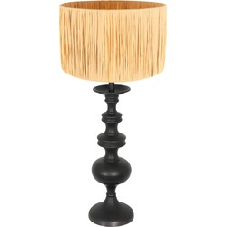 Anne Lighting tafellamp Lyons - zwart - hout - 30 cm - E27 fitting - 3750ZW