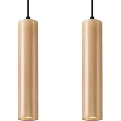 Hanglamp scandinavisch lino natuurlijk hout