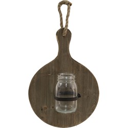 Clayre & Eef Glazen Vaasjes in Houder  27x13x38 cm Bruin Hout Glas Plantenhouder