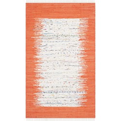 Safavieh Modern Indoor Flatweave Area Rug, Montauk Collection, MTK711, in Ivory & Orange, 91 X 152 cm