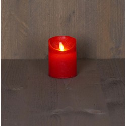 4 stuks - Batterijverlichting kaars wax rustiek bewegende vlam 7,5x10cm rood 3xaaa/timer