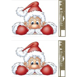 2x stuks velletjes kerst raamstickers kerstman 21 x 32 cm - Feeststickers