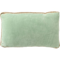 Dutch Decor MANOE - Sierkussen 30x50 cm - effen kleur - met rand van jute - Cameo Green - licht groen - Dutch Decor