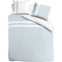 Luxe dekbedovertrek stripe - Egyptisch percal katoen - 240x200/220 - lichtblauw/wit