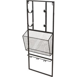 Clayre & Eef Wijnrek  32x12x82 cm Zwart Ijzer Wandrek