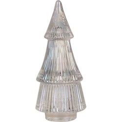 Clayre & Eef Glazen potje Kerstboom  Ø 7x16 cm Transparant Glas Voorraadpot Deksel