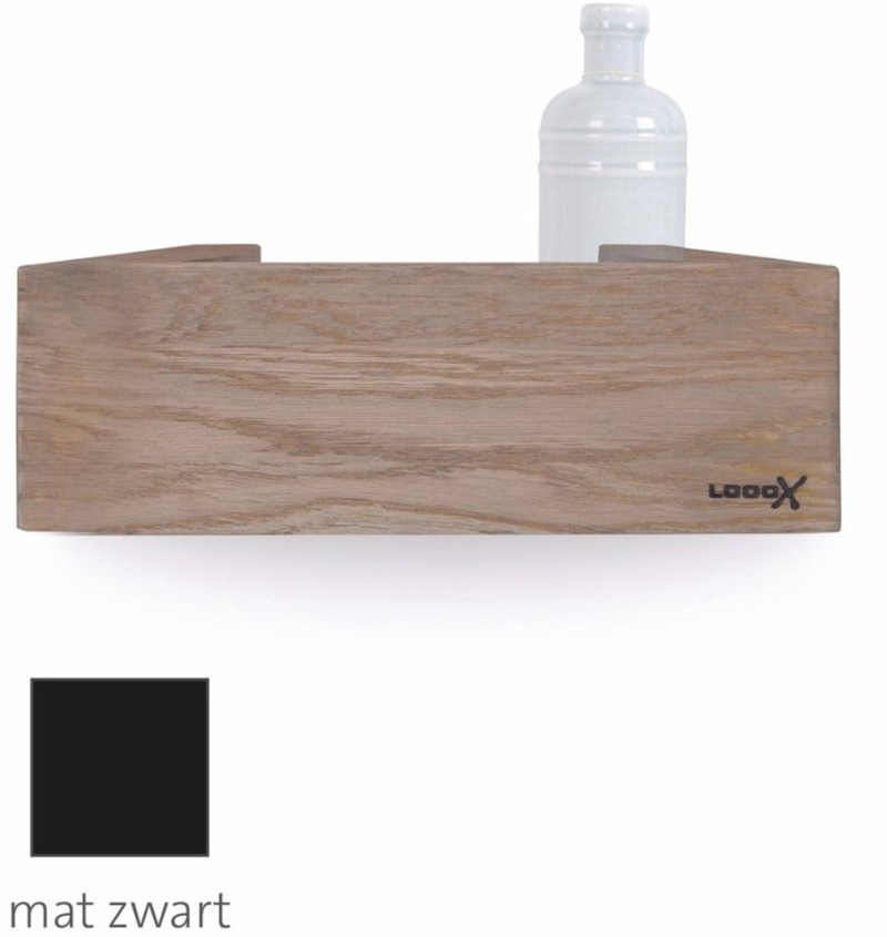 Looox Wooden Collection shelf box met bodemplaat mat zwart eiken/mat zwart - 