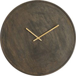 Light&living Klok Ø41 cm VETI mango hout donker bruin+goud