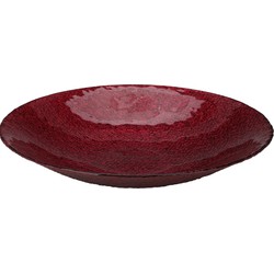 Glazen decoratie schaal/fruitschaal rood rond D30 x H6 cm - Fruitschalen