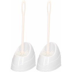 2x Witte toiletborstels/wc-borstels met houder kunststof 45 cm - Toiletborstels