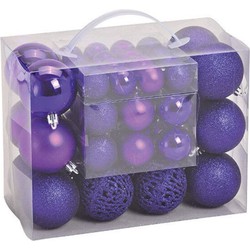 Kerstboomversiering 50x paarse plastic kerstballen - Kerstbal