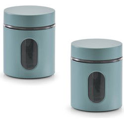 Zeller keuken Voorraadpot - 2x - groen - 600 ml - D10 x H12,5 cm - Voorraadblikken