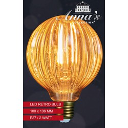 2 stuks - Led retro lamp pompoen 100x136mm 2w/e27 Anna's collection