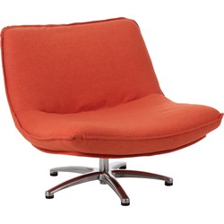 J-line - Zetel 1 Zit Draai Velvet Oranje Metaal Zilver - 85x94x68cm