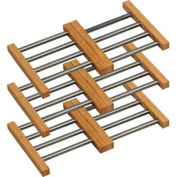 6x Houten onderzetters 20 x 14/22 cm uitschuifbaar - Panonderzetters