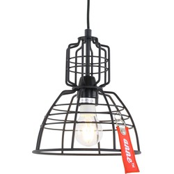 Industriële Hanglamp - Anne Light & Home - Metaal - Industrieel - E27 - L: 22cm - Voor Binnen - Woonkamer - Eetkamer - Zwart