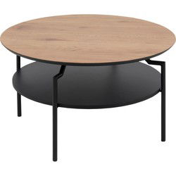 Salontafel - Naturel/Zwart - Ø80x45cm - Gerrit