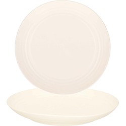PlasticForte Rond bord/camping bord - 6x - D25 cm - Ivoor wit - kunststof - Dinerborden