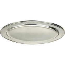 3x RVS serveer/barbecueschaal 40 cm - Serveerschalen