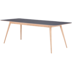 Stafa table houten eettafel whitewash - met linoleum tafelblad nero - 220 x 90 cm