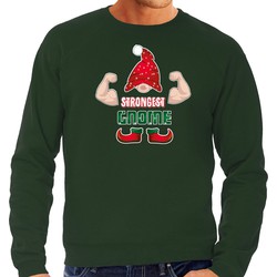 Bellatio Decorations foute kersttrui/sweater heren - Sterkste gnoom - groen - Kerst kabouter XL - kerst truien