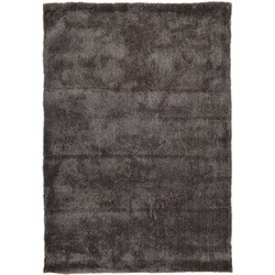 Vercai Rugs Shadow Collectie - Hoogpolig Vloerkleed - Zacht Tapijt voor Woonkamer - Polyester - Antraciet - 60x110 cm