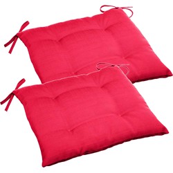 Set van 4x stuks stoelkussens voor binnen en buiten in de kleur rood 40 x 40 x 4 cm - tuinstoelkussens