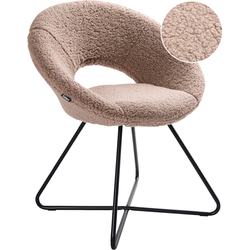 Beliani RACHEL - Eetkamerstoel-Beige-Bouclé