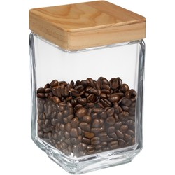 Voorraadbus/voorraadpot 1,7L glas met houten deksel - Voorraadpot