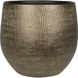 Steege Plantenpot/bloempot - keramiek - metal goud - 27 x 28 cm - Plantenpotten