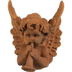 Clayre & Eef Decoratie Beeld Engel Bruin Polyresin