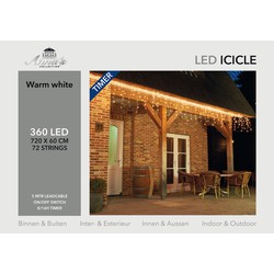 Kerstverlichting ijspegellampjes lichtsnoeren warm wit 720 cm - Kerstverlichting lichtgordijn