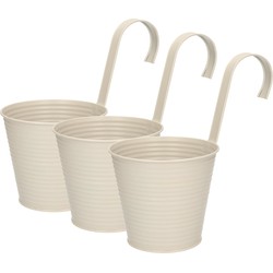 Set van 3x stuks bloempotten/plantenbakken zink met ophanghaak taupe 14 x 12 x 24 cm - Plantenpotten