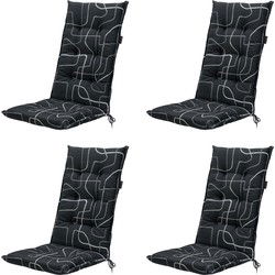 Madison -  Tuinstoelkussen Hoge Rug Joah grey - Ca. 123x50 cm - Set van 4